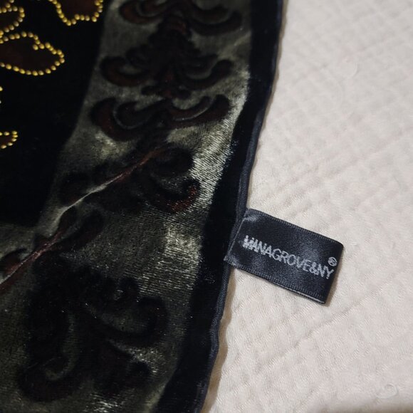 Velvet Burnout Silk Scarf Floral Art Deco Style Wrap Shawl Fringe - Picture 10 of 11